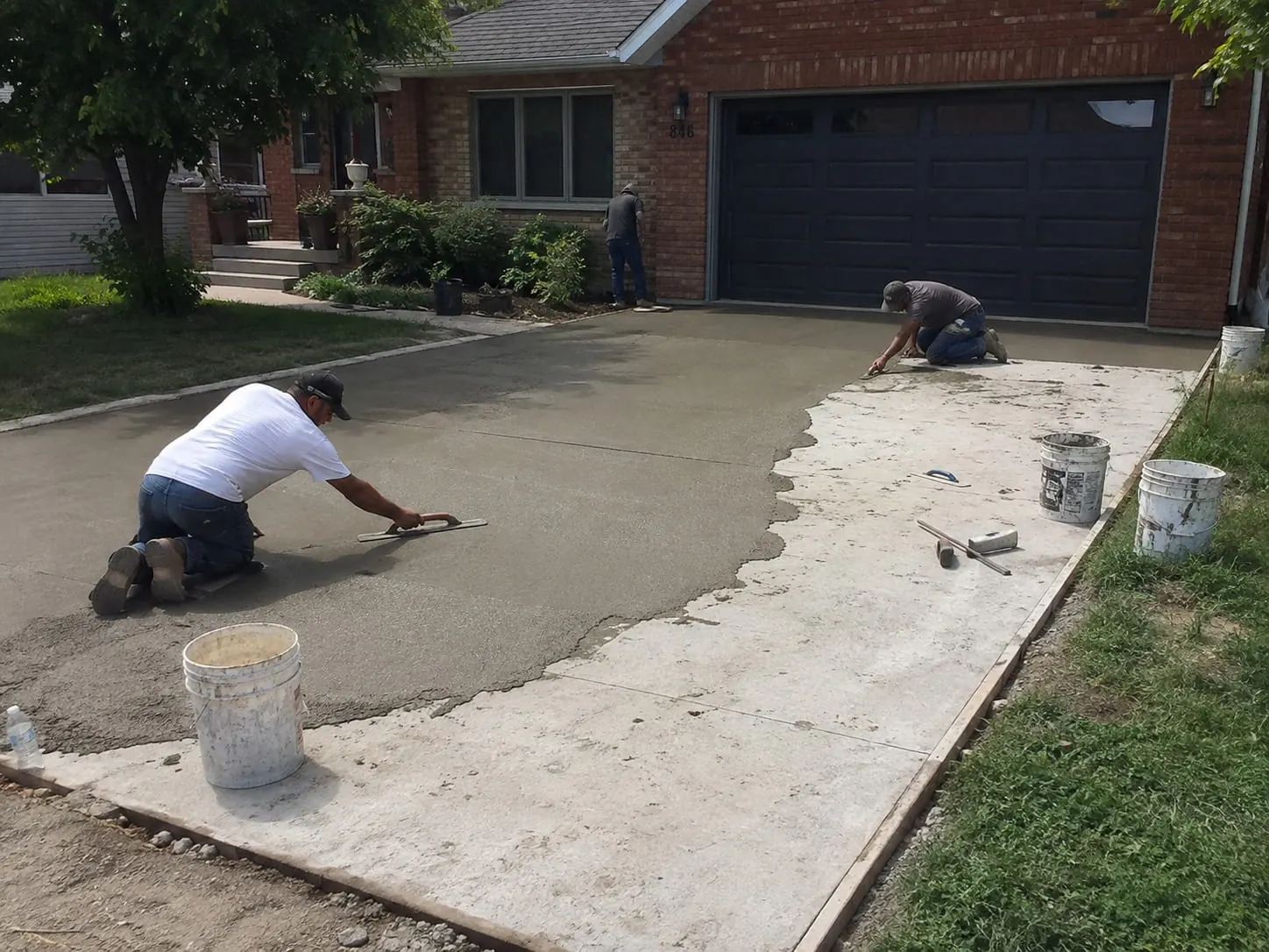 Auckland concrete driveway repair work underway