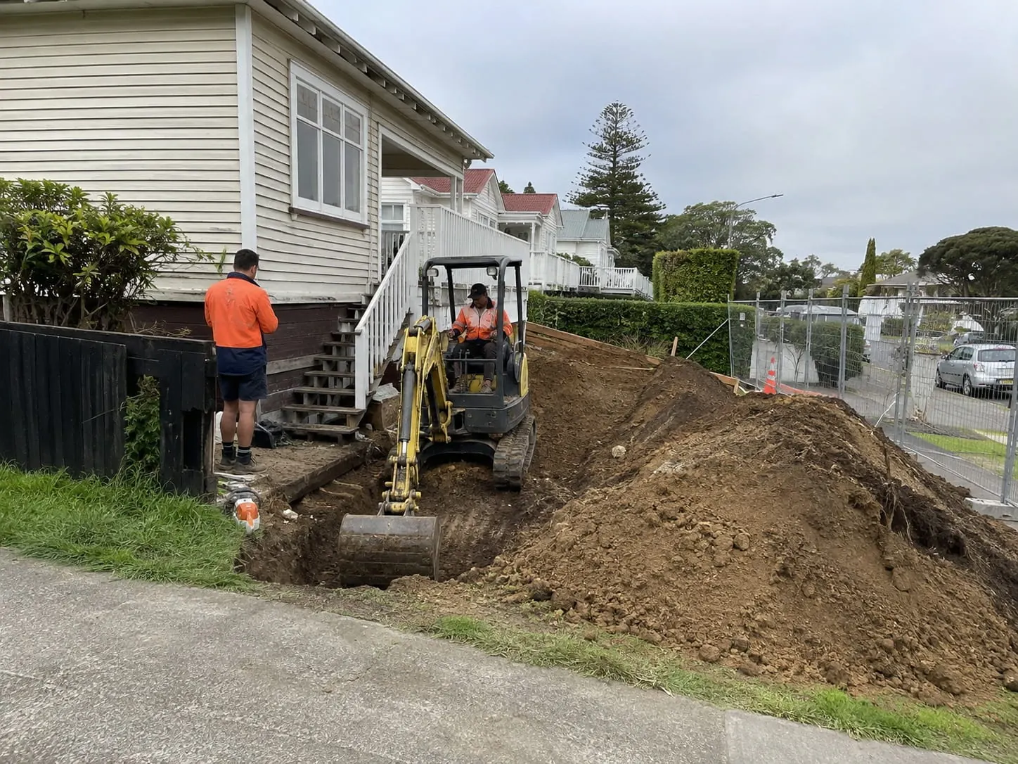Excavation services underway on an Auckland residential site