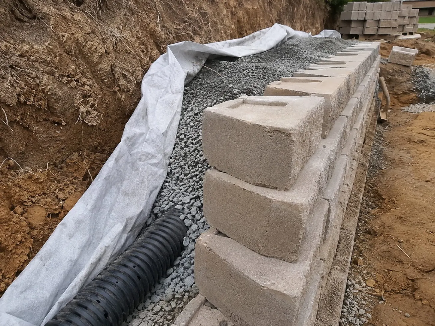 Local retaining wall drainage installation in Auckland