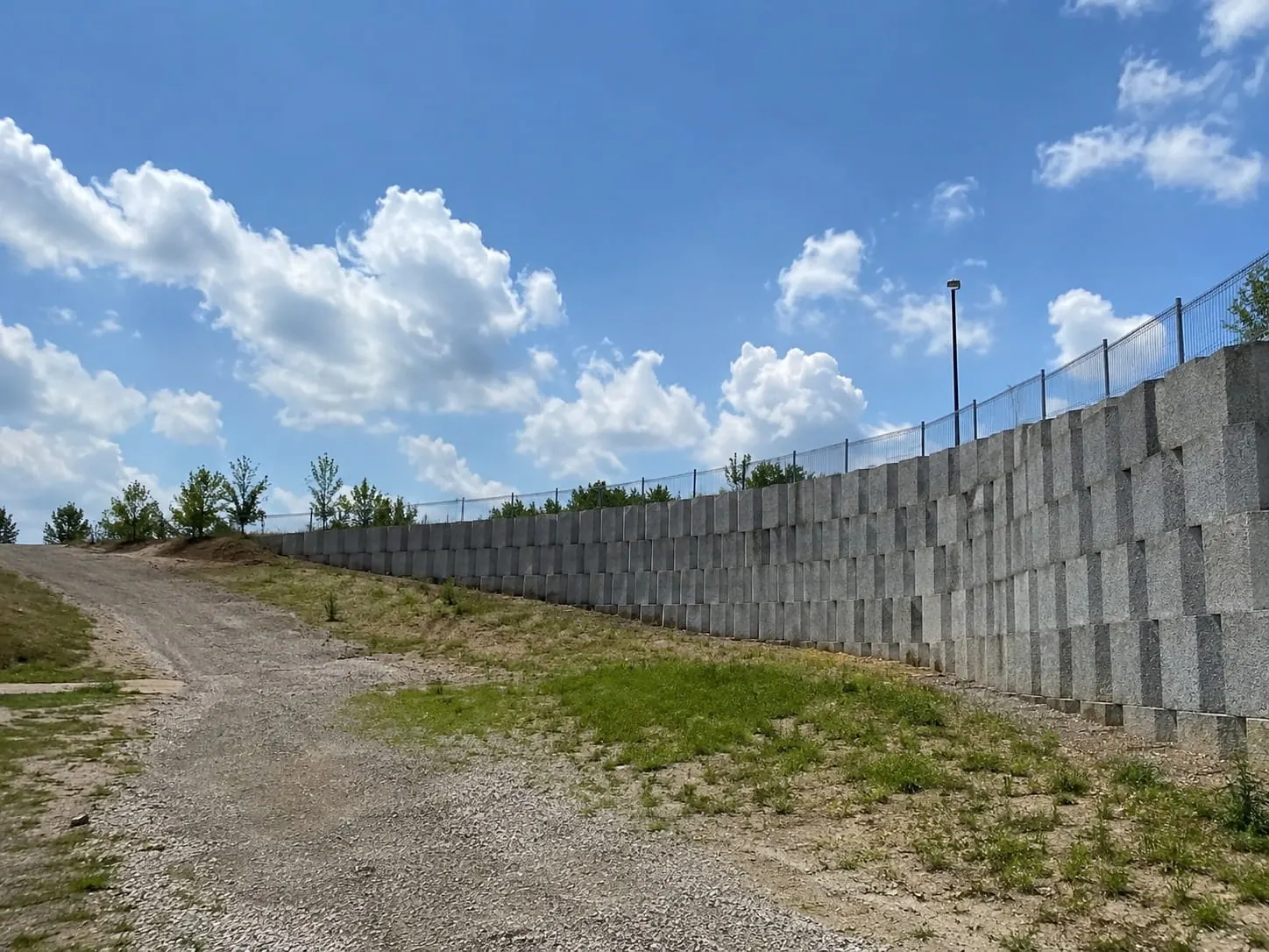 Segmental block walls terracing an Auckland section