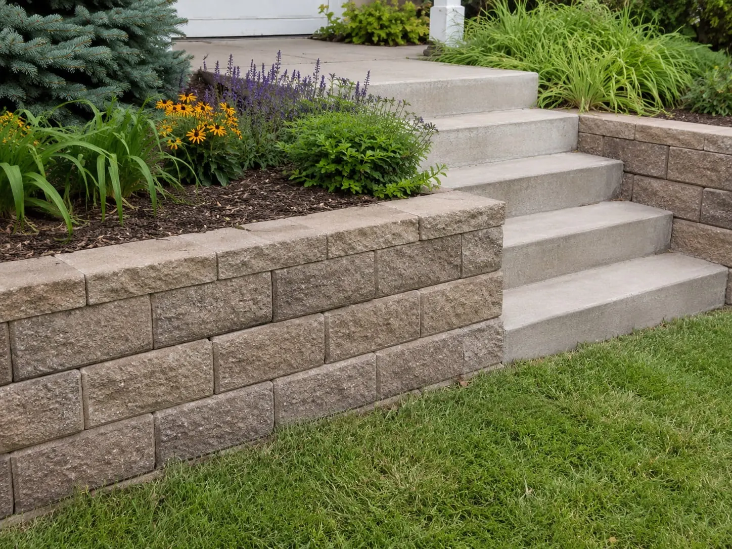 Stone veneer retaining wall built by Auckland contractors