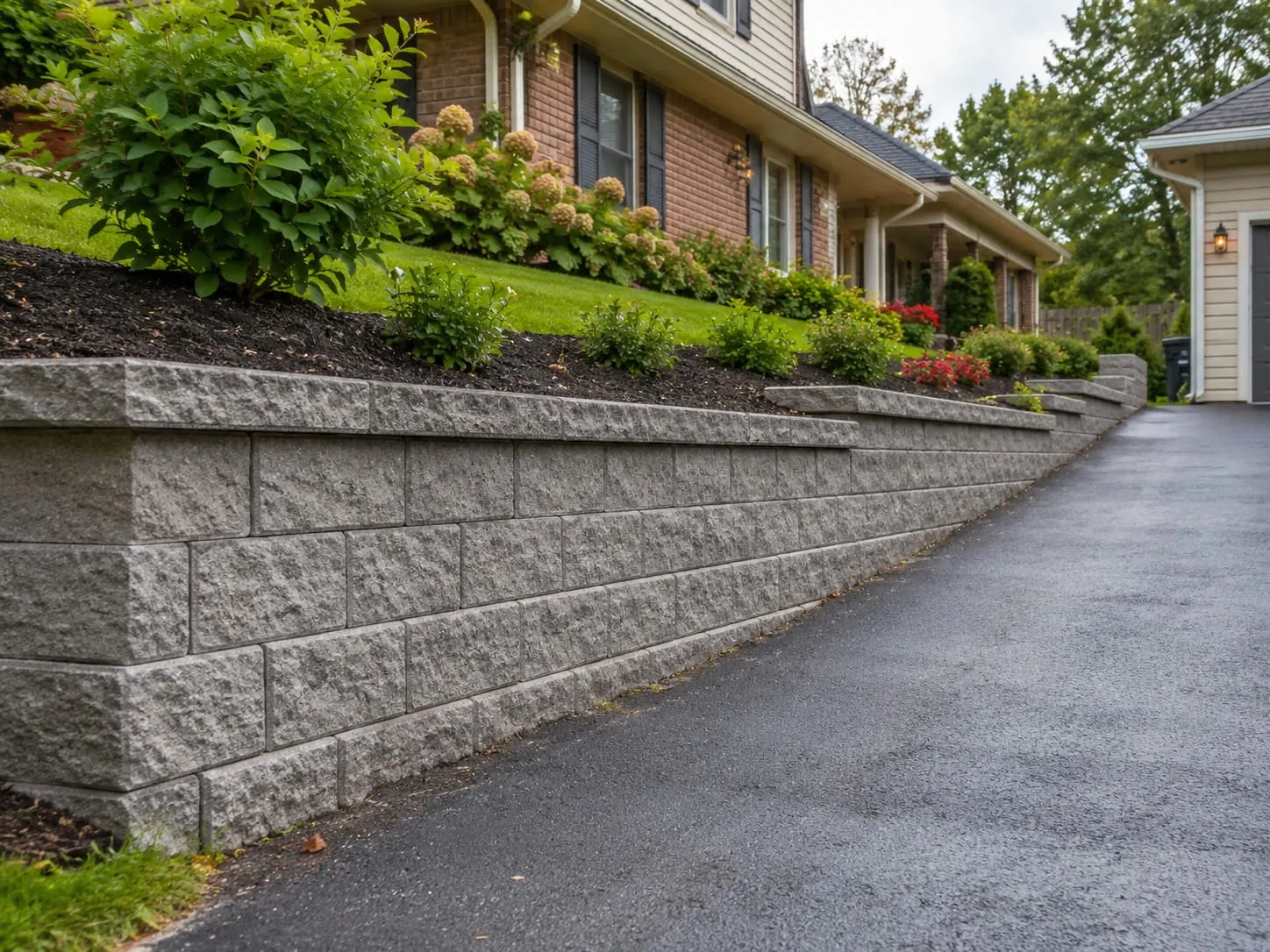 Stone faced retaining wall at a Greenlane property, Auckland