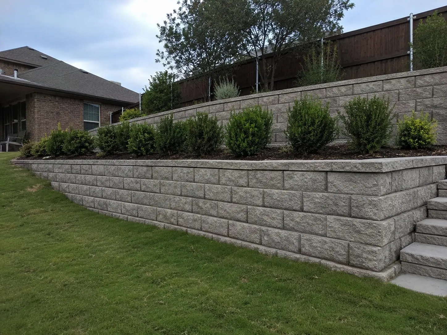 Retaining wall behind a villa on a sloping Grey Lynn section, Auckland